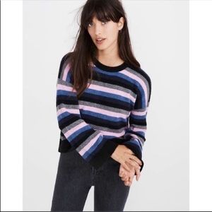 Madewell Oversized Cardiff Striped Bell Sleeve Sweater